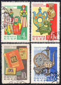 СРСР - СССР - ^/--/^ СРСР 1963 - Декоративно-прикладне мистецтво  (Г) повна серія ^_^^^ СССР 1963 — Декоративно-прикладное искусство (Г) полная серия - фото фото фото