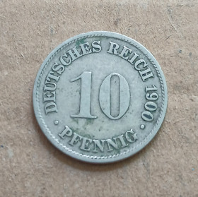 Німецька імперія (-) Германская империя (-) ^/--/^ Німеччина 10 пфенігів 1900 D ^_^^^ Германия 10 пфеннигов 1900 D - фото фото фото