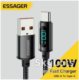 Кабелі Кабели ^/--/^ Essager USB Type C кабель швидкої зарядки 66 /--/ W/100 /--/ W 7 /--/ А 1 /--/ м ^_^^^ 120 /--/ W 6 /--/ A Type C USB 3.0 силиконовый кабель скорой зарядки Quick Charge 1 /--/ м - фото фото фото