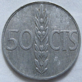 Іспанія Испания ^/--/^ Іспанія 50 сентимів 1966  (1967) року #6 /--/ П /--/ 1786 ^_^^^ Испания 50 сентимов 1966 (1967) года #6 /--/ П /--/ 1786 - фото фото фото