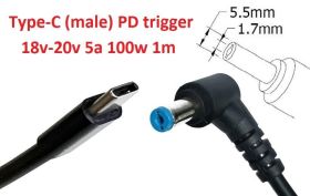 Інше Другое ^/--/^ Кабель-переходник триггер PD 18-20 /--/ v Type-C (max 5 /--/ a, 100 /--/ w) на 5.5 /--/ x /--/ 1.7 /--/ mm 1 /--/ m з USB Type-C (male) Power  - фото фото фото