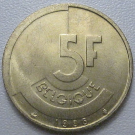 Бельгія Бельгия ^/--/^ Бельгія 5 франків 1986 року Belgique 42896 ^_^^^ Бельгия 5 франков 1986 года Belgique 42896 - фото фото фото