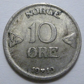 Норвегія Норвегия ^/--/^ Норвегія 10 ере 1919 року 41520 ^_^^^ Норвегия 10 эре 1919 года 41520 - фото фото фото