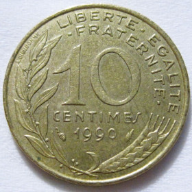 Франція Франция ^/--/^ Франція 10 сантимів 1990 року #6 /--/ П /--/ 1357 ^_^^^ Франция 10 сантимов 1990 года #6 /--/ П /--/ 1357 - фото фото фото