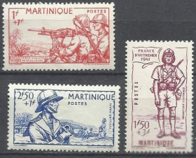 Острівні держави Островные государства ^/--/^ Мартиника франц. 1941 Солдаты военная униформа 3 /--/ м. ^_^^^ Мартініка франц. 1941 Солдати військова уніформа 3 /--/ м. - фото фото фото