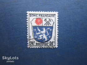 Інше Другое ^/--/^ Марка Німеччина Французська окупаційна зона 1945 стандарт герб 24 фр гаш ^_^^^ Марка Германия Французская оккупационная зона 1945 стандарт герб 24 фр гаш - фото фото фото