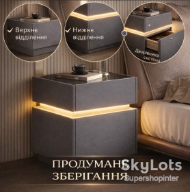Тумби, комоди Тумбы, комоды ^/--/^ Смарт-Тумба из экокожи Серая XXF /--/ 02 с LED подстветкой, сейфом, беспроводная зарядка, Bluetooth-аудио 40 /--/ х /--/ 40 /--/ х /--/ 51 ^_^^^ Смарт-Тумба з екожі Сіра XXF /--/ 02 з LED підстветкой, сейфом, бездротова зарядка, Bluetooth-аудіо 40 /--/ х /--/ 40 /--/ х /--/ 51 - фото фото фото