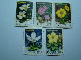 СРСР - СССР - ^/--/^ СССР, Михель  (2009), 4592-4596, Цветы гор Сибири ^_^^^ СРСР, Міхель (2009), 4592-4596, Квіти гір Сибіру - фото фото фото