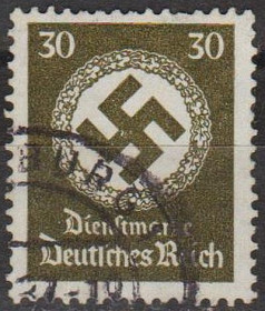 Третій Рейх (-) Третий Рейх (-) ^/--/^ 1934 - Рейх - Службова - Свастика 30 Mi.141 - гаш ^_^^^ 1934 - Рейх - Служебная - Свастика 30 Mi.141 - гаш - фото фото фото