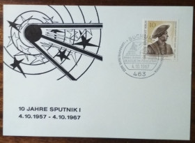 НДР, ФРН ГДР, ФРГ ^/--/^ Германия 10 лет первому спутнику Земли 1967 ^_^^^ Німеччина 10 років першому супутнику Землі 1967 - фото фото фото