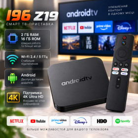 DVD-Плеери, приставки Smart TV DVD-Плееры, приставки Smart TV ^/--/^ Смарт ТВ-приставка I /--/ 96 Z /--/ 19 Android TV / Приставка для TV 2/16 ГБ, Wi-Fi 2.4/5 ГГц, 4 /--/ K - фото фото фото