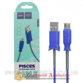 Зарядні пристрої Зарядные устройства ^/--/^ USB кабель hoco X /--/ 24 micro усиленный микро синий ^_^^^ USB кабель hoco X /--/ 24 micro посилений мікро синій - фото фото фото