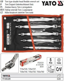 Ключі Ключи ^/--/^ Набор ключи TORX 2-сторонние шарнирные Т /--/ 15-Т /--/ 60 5 штук YATO YT-05320 ^_^^^ Польща TORX 2-сторонні шарнірні Т /--/ 15-Т /--/ 60 5 штук YT-05320 - фото фото фото