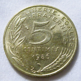 Франція Франция ^/--/^ Франція 5 сантимів 1986 року #6 /--/ П /--/ 1302 ^_^^^ Франция 5 сантимов 1986 года #6 /--/ П /--/ 1302 - фото фото фото