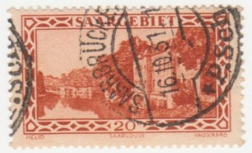 Веймарська республіка Веймарская республика ^/--/^ Германия   ( Саар)   1926  г. № 109 гашеная ^_^^^ Німеччина ( Саар) 1926 р. No 109 гашена - фото фото фото