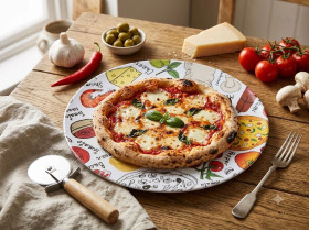 Тарілки, блюда Тарелки, блюда ^/--/^ Тарілка / блюдо для піци Pizza Menu   (30 см) ^_^^^ Тарилка / блюдо для пиццы Pizza Menu (30 см) - фото фото фото