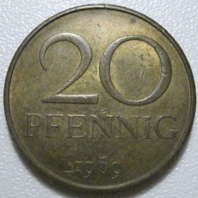 НДР, ФРН ГДР, ФРГ ^/--/^ Німеччина - НДР 20 пфенігів 1969 року 43387 ^_^^^ Германия - ГДР 20 пфеннигов 1969 года 43387 - фото фото фото
