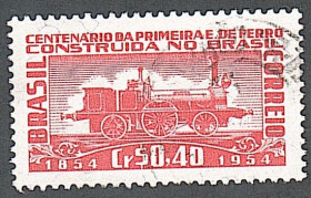 Транспорт Транспорт ^/--/^ Бразилия  (1954) 100-летие Бразильских железных дорог. Паровоз ^_^^^ Бразилія (1954) 100-річчя Бразильських залізниць. Паровоз - фото фото фото