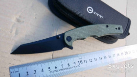 Ножі, мультітули Ножи, мультитулы ^/--/^ Civivi P /--/ 87 C /--/ 21043-3, Micarta Green, Nitro-V Blackwashed, Caged Ceramic Ball Bearing, Flipper, Outdoor, EDC, Liner Lock - фото фото фото