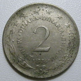 Югославія Югославия ^/--/^ Югославія 2 динара 1974 року 41896 ^_^^^ Югославия 2 динара 1974 года 41896 - фото фото фото