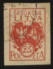 Балтійські країни Балтийские страны ^/--/^ Литва 1920 г №  1  гашеная ^_^^^ Литва 1920 р. No 1 гашена - фото фото фото