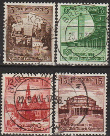 Третій Рейх (-) Третий Рейх (-) ^/--/^ 1938 - Рейх - Спортивний турнір у Бреслау Mi.665-68 _гаш ^_^^^ 1938 - Рейх - Спортивный турнир в Бреслау Mi.665-68 _гаш - фото фото фото