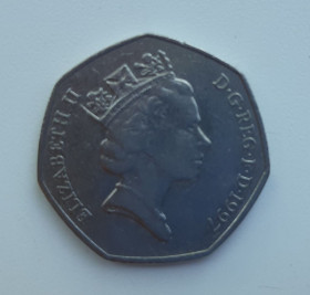 Інше Другое ^/--/^ Монета 50 Pence, Fifty Pence 50 1997 /--/ г., диаметр 25 /--/ мм. ^_^^^ Монета 50 Pence, Fifty Pence 50 1997, діаметр 25 мм. - фото фото фото