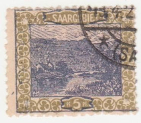 Веймарська республіка Веймарская республика ^/--/^ Германия   ( Саар)   1921  г. № 53 гашеная ^_^^^ Німеччина ( Саар) 1921 р. No 53 гашена - фото фото фото