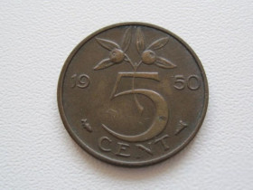 Нідерланди Нидерланды ^/--/^ Нидерланды 5 центов 1950 года 23192 ^_^^^ Нідерланди 5 центів 1950 23192 - фото фото фото