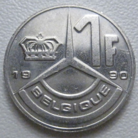 Бельгія Бельгия ^/--/^ Бельгія 1 франк 1990 року Belgique 42763 ^_^^^ Бельгия 1 франк 1990 года Belgique 42763 - фото фото фото
