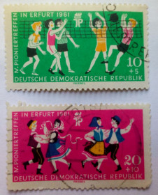 НДР, ФРН ГДР, ФРГ ^/--/^ ГДР 1961 Пионеры, гашеные ^_^^^ НДР 1961 Піонери, гашені - фото фото фото