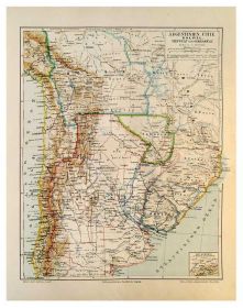 Інше Другое ^/--/^ Карта Аргентина Чили Боливия  1893-1901 ОРИГИНАЛ ^_^^^ Карта Аргентина Чилі Болівія 1893-1901 - фото фото фото