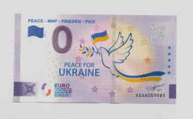 Інше Другое ^/--/^ Банкнота 0 євро евро euro 2022 року. Мир для України. Peace for Ukraine. Голуб миру ^_^^^ Банкнота 0 евро euro 2022 года. Мир для Украины. Peace for Ukraine. Голуб мира - фото фото фото