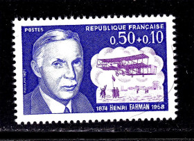 Транспорт Транспорт ^/--/^ Авиация .  Франция   1971 г MNH - авиатор Фарман - ^_^^^ Франція 1971 MNH - авіатор Фарман - фото фото фото