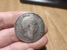Німецька імперія (-) Германская империя (-) ^/--/^ Германская империя 5 марок, 1876 /--/ г АЛЬБЕРТ     (РЕДКИЙ ГОД) ^_^^^ Німецька імперія 5 марок, 1876 АЛЬБЕРТ (Рідкий рік) - фото фото фото