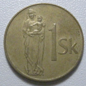 Словаччина Словакия ^/--/^ Словаччина 1 крона 1993 року 43410 ^_^^^ Словаччина 1 крона 1993 года 43410 - фото фото фото