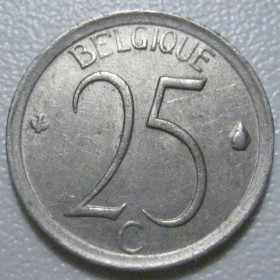 Бельгія Бельгия ^/--/^ Бельгія 25 сантимів 1965 року Belgique 42285 ^_^^^ Бельгия 25 сантимов 1965 года Belgique 42285 - фото фото фото