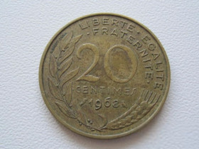 Франція Франция ^/--/^ Франция 20 сантимов 1968 года 24164 ^_^^^ Франція 20 сантимів 1968 24164 - фото фото фото