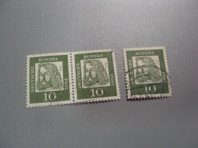 НДР, ФРН ГДР, ФРГ ^/--/^ марки сцепка Германия ФРГ 1961 стандарт А.Дюрер знаменитые немцы личности лот 3 шт гаш №1992 ^_^^^ марки зчіпка Німеччина ФРН 1961 стандарт А.Дюрер знамениті німці особистості лот 3 шт гаш No /--/ 1992 - фото фото фото