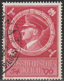 Третій Рейх (-) Третий Рейх (-) ^/--/^ 1944 - Рейх - 55 років Гітлера Mi.887 _4,0 € - Спец.погаш ^_^^^ 1944 - Рейх - 55 лет Гитлера Mi.887 _4,0 € - Спец.погаш - фото фото фото