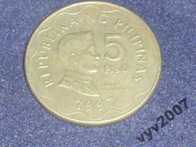 Філіппіни Филиппины ^/--/^ Филиппины-1997 г.-5 писо ^_^^^ Філіппіни-1997 р.-5 писо - фото фото фото