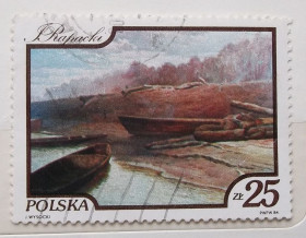 Мистецтво Искусство ^/--/^ Польша 1984 г - Висла вблизи Беланы, Юзеф Рапацкий ^_^^^ Польща 1984 — Вісла поблизу Белани, Юзеф Рапацький - фото фото фото