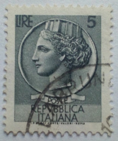 Італія, Ватикан Италия, Ватикан ^/--/^ Италия 1953 Стандарт, 5 /--/ L, гашеная (I) ^_^^^ Італія 1953 Стандарт, 5 /--/ L, гашена (I) - фото фото фото