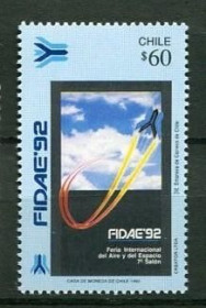 Освоєння космосу Освоение космоса ^/--/^ Чили Chile 1992  Авиация Fidae '92   Mi 1494. MNH ^_^^^ Чилі Chile 1992 Авіація Fidae '92 Mi 1494. MNH - фото фото фото