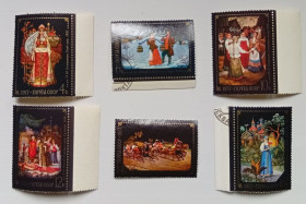 СРСР - СССР - ^/--/^ СССР 1977 Миниатюры Федоскино, живопись, гашеные ^_^^^ СРСР 1977 Мініатюри Федоскіно, живопис, гашені - фото фото фото