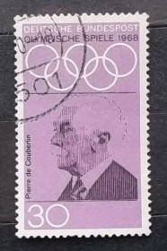 Спорт Спорт ^/--/^ Германия 1968 г - Пьер де Кубертен  (1863-1937), основатель Олимпийских игр ^_^^^ Німеччина 1968 П'єр де Кубертен (1863-1937), засновник Олімпійських ігор - фото фото фото