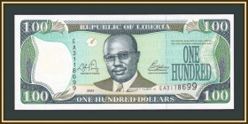 Ліберія Либерия ^/--/^ Либерия 100 долларов 2003 P-30  (30 /--/ a) UNC ^_^^^ Ліберія 100 доларів 2003 P-30 (30 /--/ a) UNC - фото фото фото