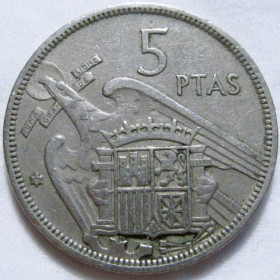 Іспанія Испания ^/--/^ Іспанія 5 песет 1957  (1970) року #6 /--/ П /--/ 1863 ^_^^^ Испания 5 песет 1957 (1970) года #6 /--/ П /--/ 1863 - фото фото фото