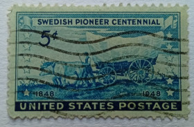 Північна Америка Северная Америка ^/--/^ США 1948 Шведские пионеры, гашеная ^_^^^ США 1948 Шведські піонери, гашена - фото фото фото