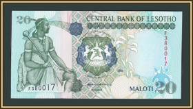 Лесото Лесото ^/--/^ Лесото 20 малоти 1999 P-16  (16 /--/ b) UNC ^_^^^ Лісото 20 малоті 1999 P-16 (16 /--/ b) UNC - фото фото фото